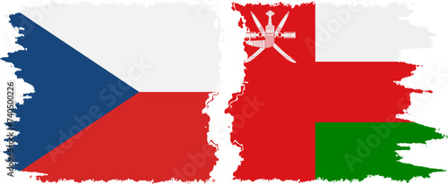 Oman and Czech grunge flags connection vector