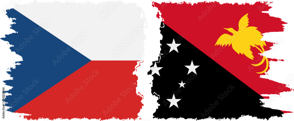 Papua New Guinea and Czech grunge flags connection vector Papua New Guinea and Czech grunge flags connection vector