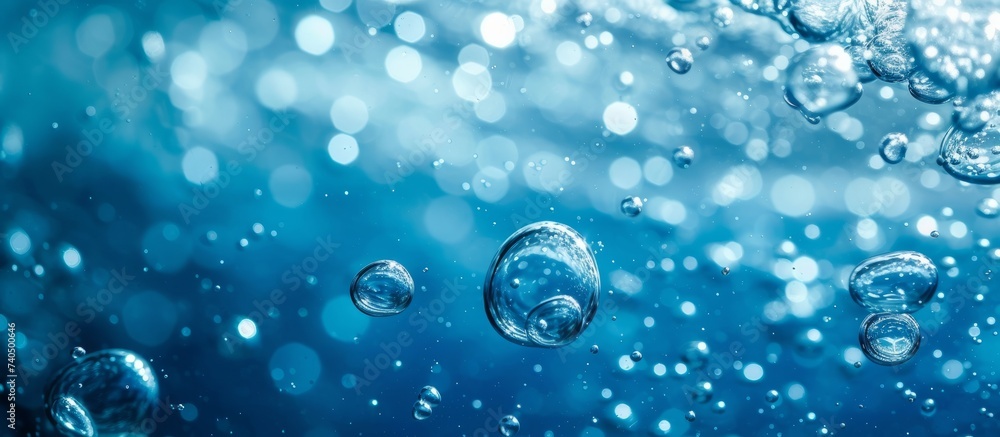 Mesmerizing underwater scene with shimmering water bubbles floating in the air Mesmerizing underwater scene with shimmering water bubbles floating in the air