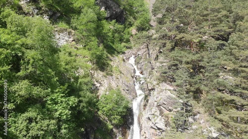 Caucasus, North Ossetia. Digoria gorge. Stream on a rocky slope. Caucasus, North Ossetia. Digoria gorge. Stream on a rocky slope.