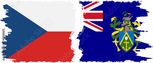 Pitcairn Islands and Czech grunge flags connection vector