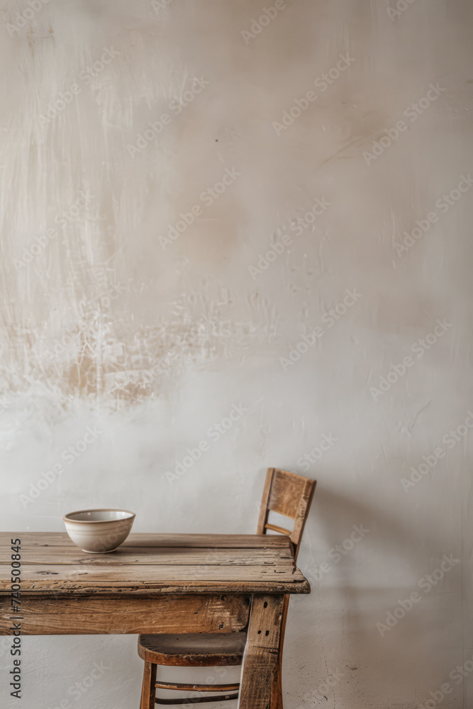 Minimalistic interior deco composition with a table and a chair Minimalistic interior deco composition with a table and a chair