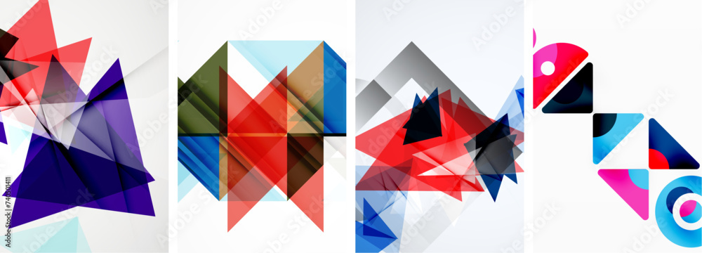 Triangle poster geometric background set Triangle poster geometric background set