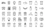 Waste sorting icons set outline vector. Garbage sort ecology. Energy recycle bin