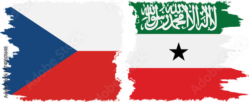 Somaliland and Czech grunge flags connection vector