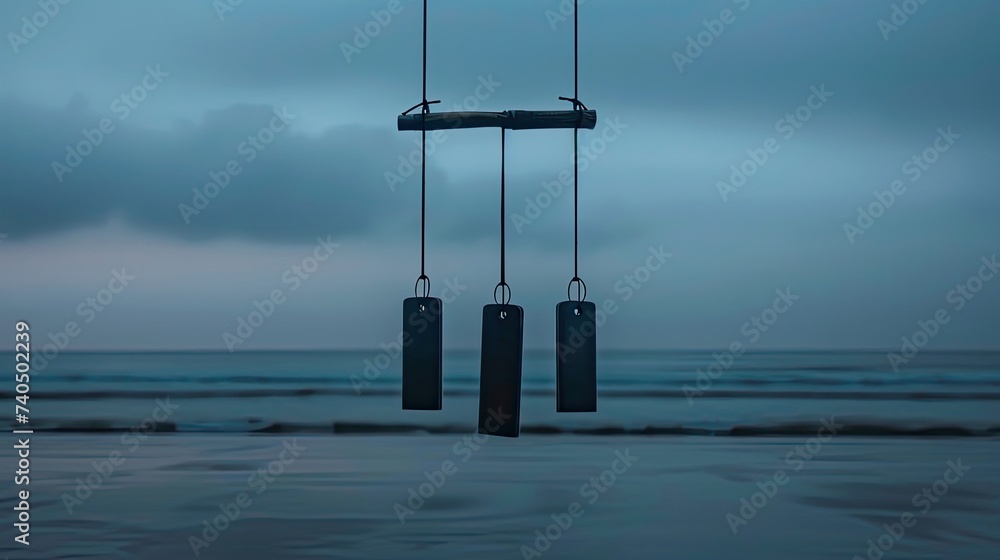 koshi chimes, beach background, night time, minimalistic, photogenic koshi chimes, beach background, night time, minimalistic, photogenic