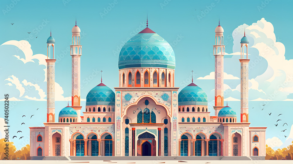 Fototapeta premium Flat Vector Mosque