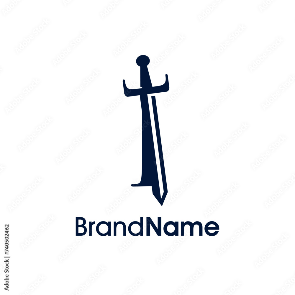 Simple Elegant Initial I Sword Logo Simple Elegant Initial I Sword Logo