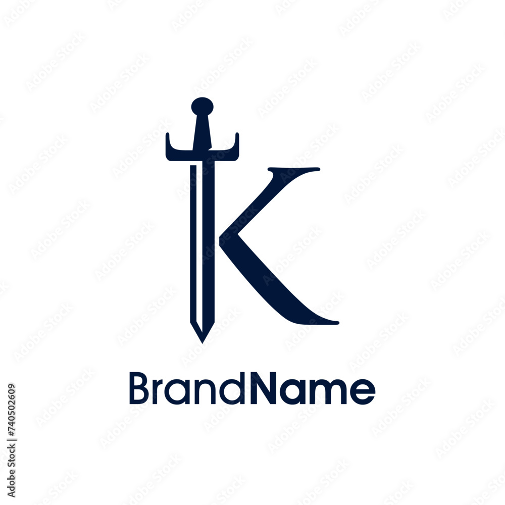 Simple Elegant Initial K Sword Logo Simple Elegant Initial K Sword Logo