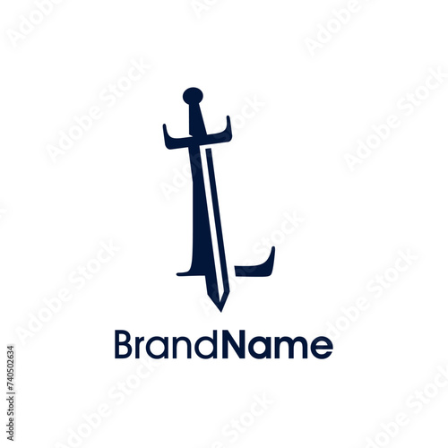 Simple Elegant Initial L Sword Logo