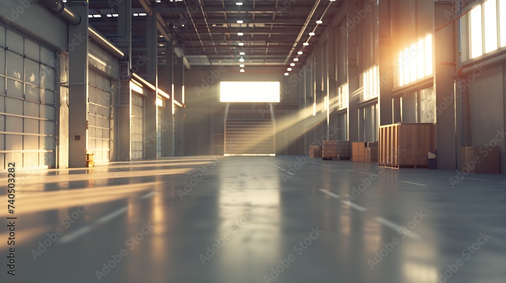 interior of a warehouse ,clean and empty : Generative AI interior of a warehouse ,clean and empty : Generative AI