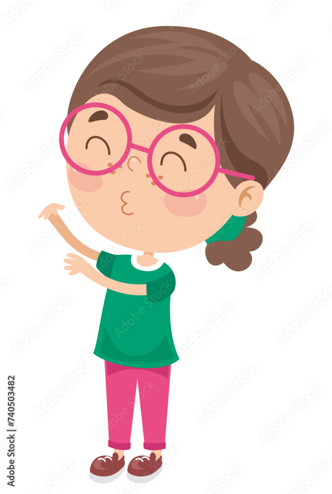 little girl wearing glasses vector illustration
