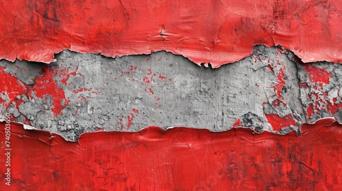 Red Texture Background with Torn Border Gray Textured Layer Underneath - Red is Vibrant Rough Fabric Like Appearance Wallpaper created with Generative AI Technology