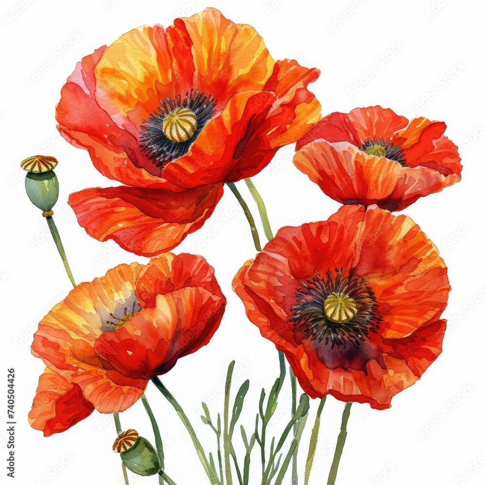 Obraz premium poppies on white background