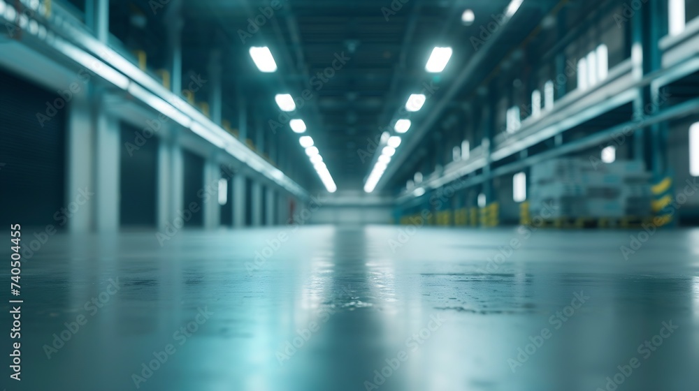 Empty Floor Space in Distribution Warehouse Interior : Generative AI