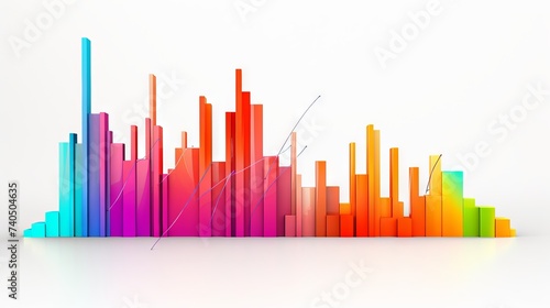 Vibrant business data visualization  colorful graph of statistics on white background  