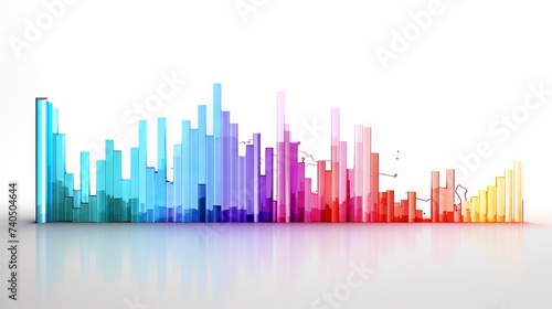 Vibrant business data visualization  colorful graph of statistics on white background  