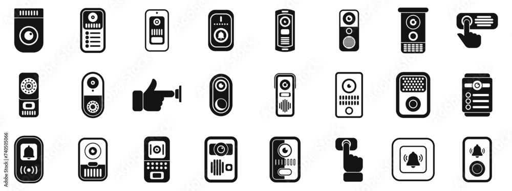 Εκτύπωση καμβά Door bell icons set simple vector