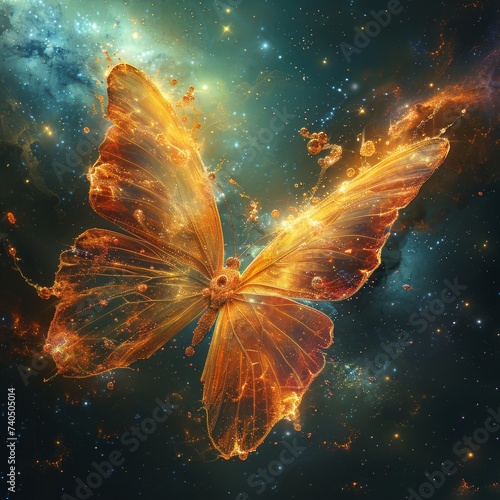 Phospholipid molecules forming the delicate wings of cosmic butterflies fluttering between the fabric of space time