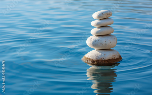 Balancing Stones in Water. Zen Concept. Zen Buddhist scene.