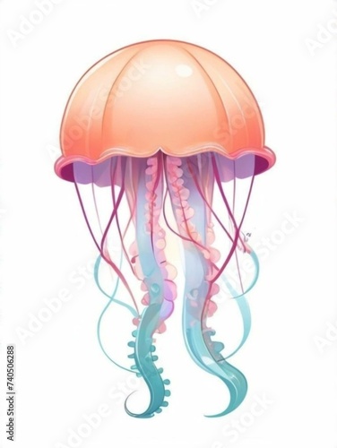 Cartoon illustration of jellyfish in the sea.