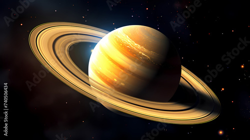 Image of Saturn with many bright colors  concept of planetary rings