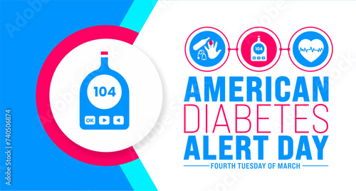 March is American Diabetes Alert Day background template. Holiday concept. use to background, banner, placard, card, and poster design template with text inscription and standard color. vector