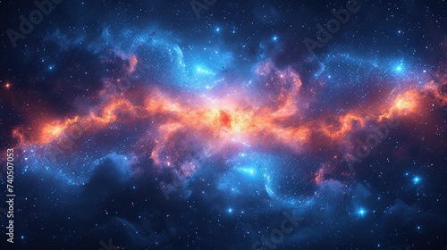 Beauty landscape panoramic blue star dust nebula