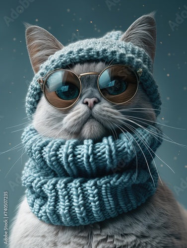 portrait of American cat with sunglasses cosplay human, 960s space-age fashion