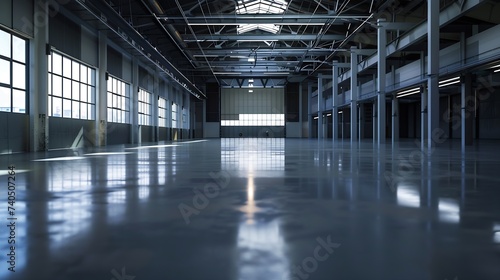 Industrial building interior in dark colors   Generative AI