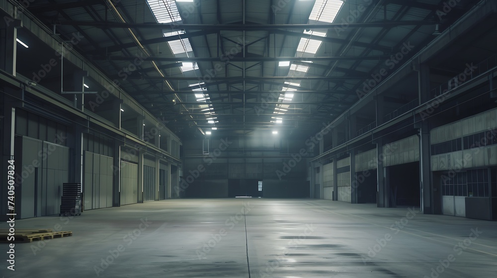 Empty production hall in industry : Generative AI Empty production hall in industry : Generative AI