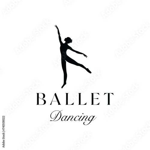 Ballet dancing logo design template vector illustration