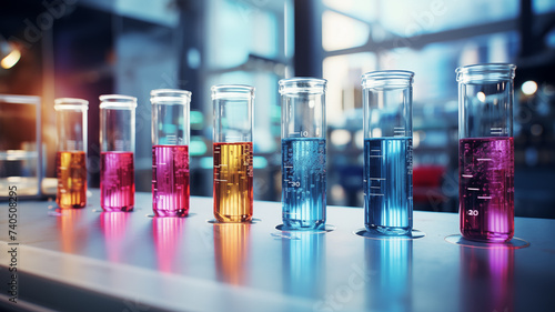 test tubes in a modern laboratory, viruses, vaccine, analytics, concept of medical or science laboratory