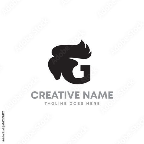 Letter G with nice hair style logo concept for a fashionable barber shop