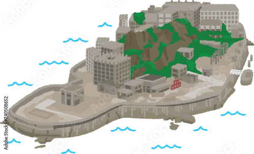 軍艦島のイラスト	