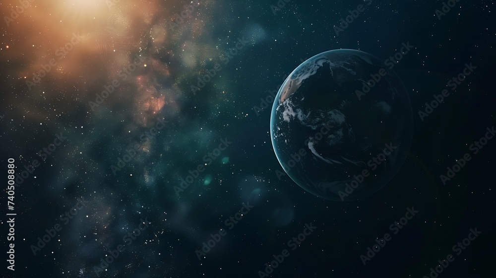 Planet Earth in the Starry Sky of Solar System in Space This image elements  : Generative AI