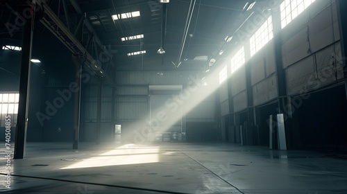 interior of a warehouse ,clean and empty : Generative AI © Generative AI