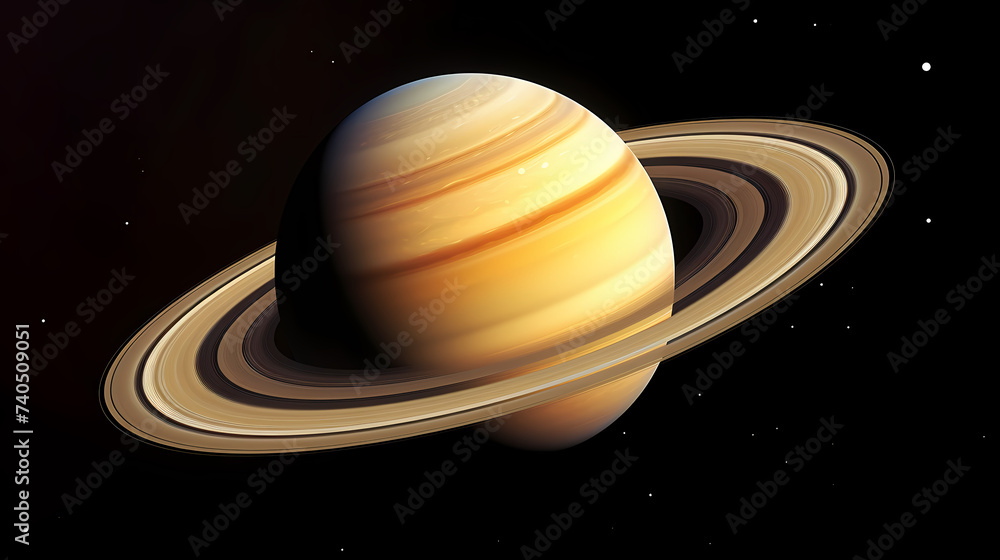 Realistic surreal Saturn in space, concept of planetary rings Realistic surreal Saturn in space, concept of planetary rings