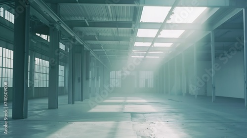 empty steel structure building  abandoned factory workshop or warehouse background   Generative AI