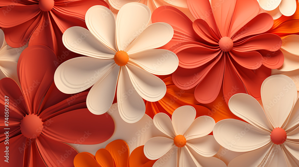 1970 Daisy Flowers, Trippy Grid, Wavy Swirl Seamless Pattern Pack In Orange, Pink Colors. Hand-draw 1970 Daisy Flowers, Trippy Grid, Wavy Swirl Seamless Pattern Pack In Orange, Pink Colors. Hand-draw