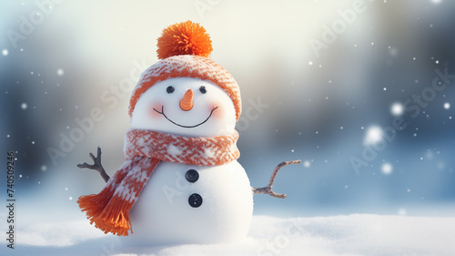 A Closed-Up Shot of A Happy Snowman