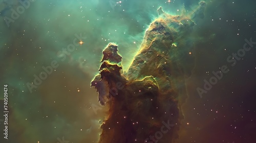 Details show of the Pillars of Creation in Eagle Nebula The elements of image Credit ESA CSA STScI Joseph DePasquale STScI Anton M Koekemoer STScI Alyssa Pagan STScI : Generative AI