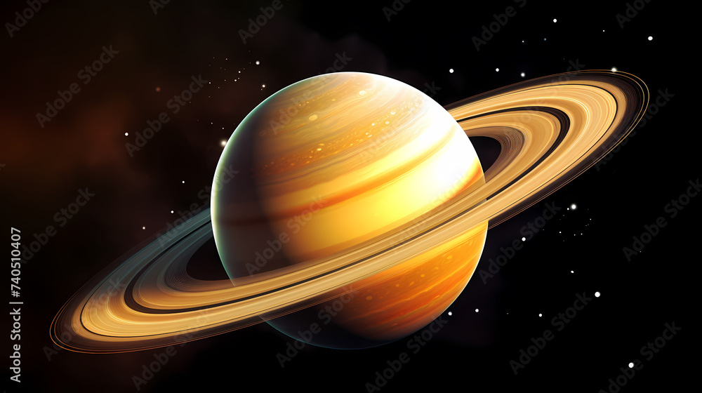 Realistic surreal Saturn in space, concept of planetary rings Realistic surreal Saturn in space, concept of planetary rings