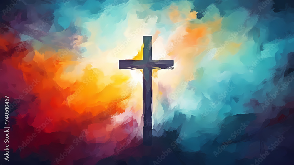 Christian cross, Good Friday wooden cross background with copy space Christian cross, Good Friday wooden cross background with copy space