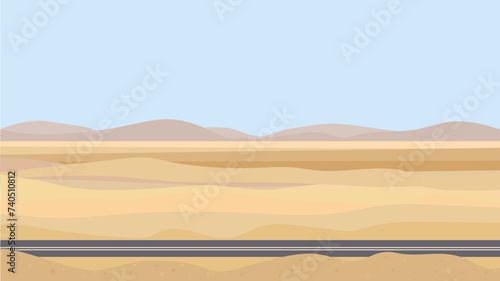 dry sunny steppes landscape flat vector background illustration