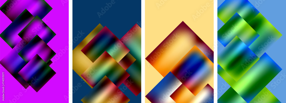 Colorful metal square abstract poster backgrounds