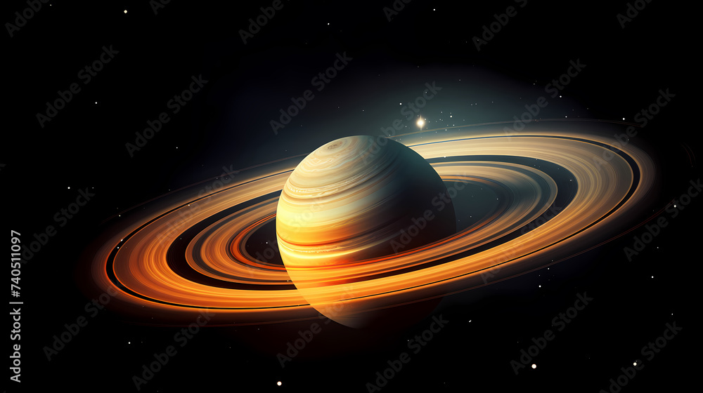 Realistic surreal Saturn in space, concept of planetary rings Realistic surreal Saturn in space, concept of planetary rings