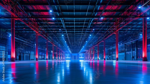 Empty space car park interior at night : Generative AI