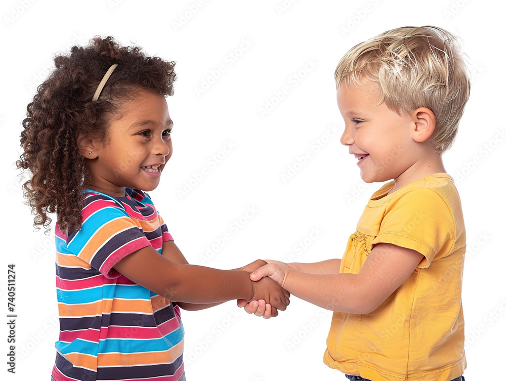 Two children hand shaking hands in agreement, isolated on a white background PNG Two children hand shaking hands in agreement, isolated on a white background PNG