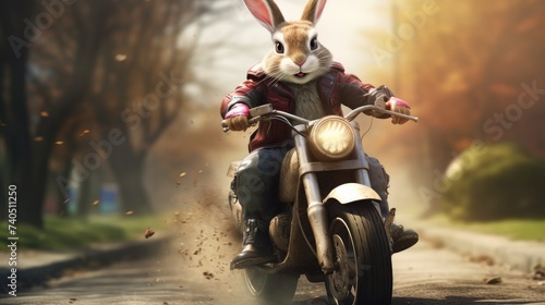 Wallpaper Mural cute easter bunny riding a motorcycle, surrounded by easter eggs. ai generative Torontodigital.ca